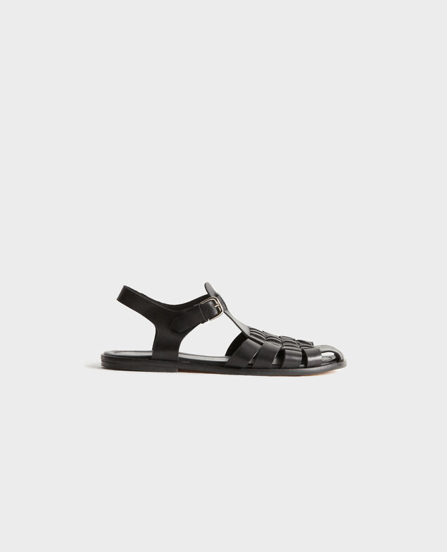 Braided leather sandals 8853 09 black