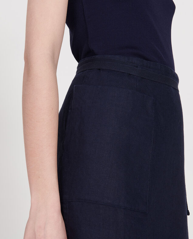 Linen wrap skirt Maritime blue