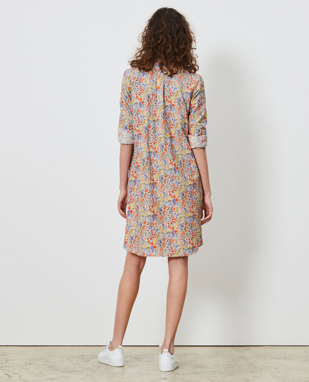 Cotton and silk shirt dress Prairie gardenia