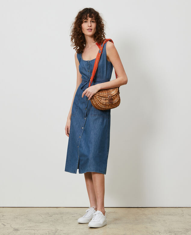 Strappy denim dress Denim blue