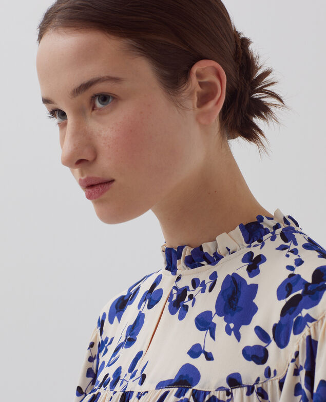 Short-sleeve Fluid blouse I302 floral white