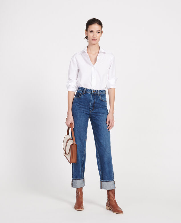 Straight-cut high-waisted jeans Denim medium wash
