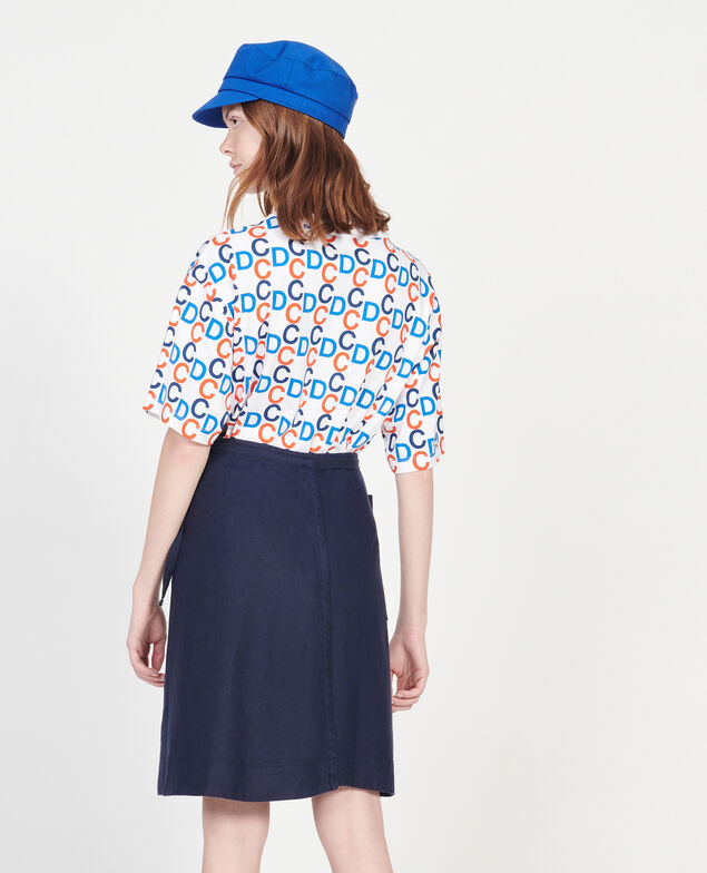 Linen wrap skirt Maritime blue