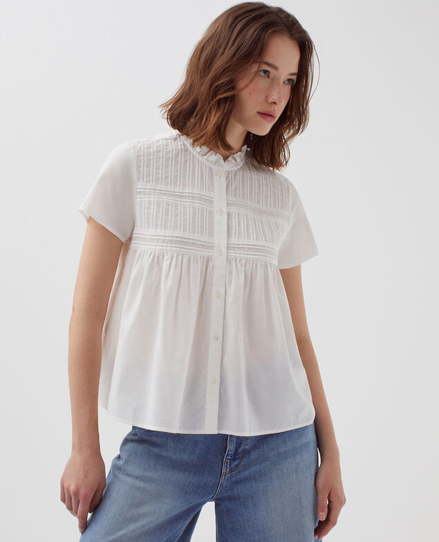 Short-sleeved blouse H013 gardenia