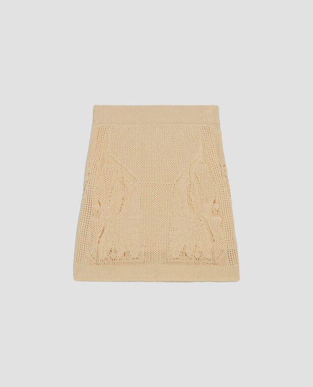 Floral crochet mini skirt J300 natural