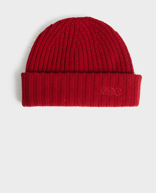 Embroidered "CDC" wool beanie Royale red
