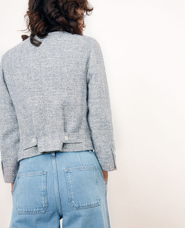 Short tweed jacket Indigo/off white