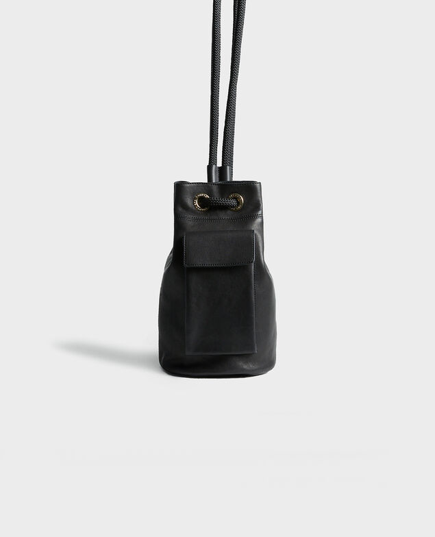 Small leather bucket bag Black beauty