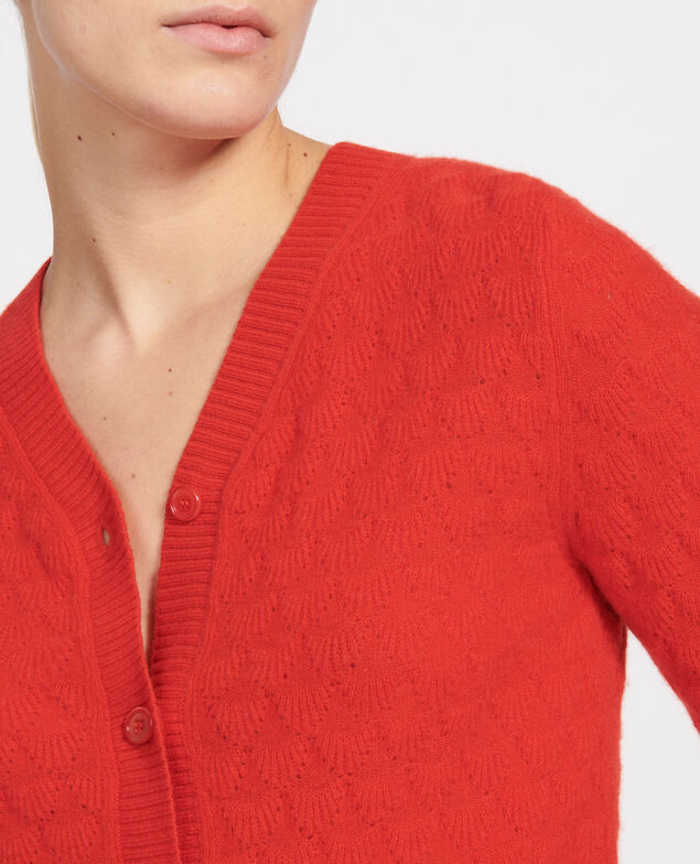 V-neck cardigan, 100% cashmere  Fiery red