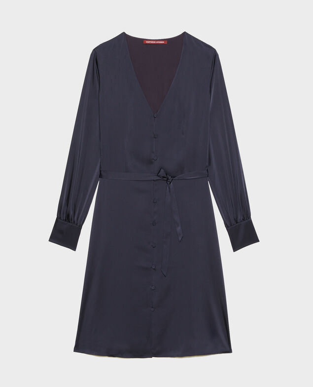 Loose button front mini dress Night sky