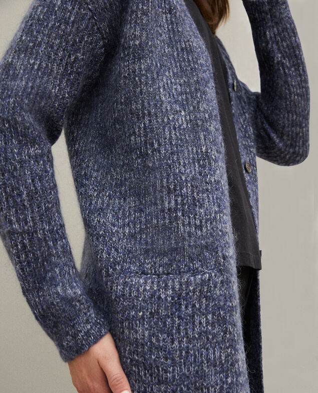 Mohair blend long cardigan Blue