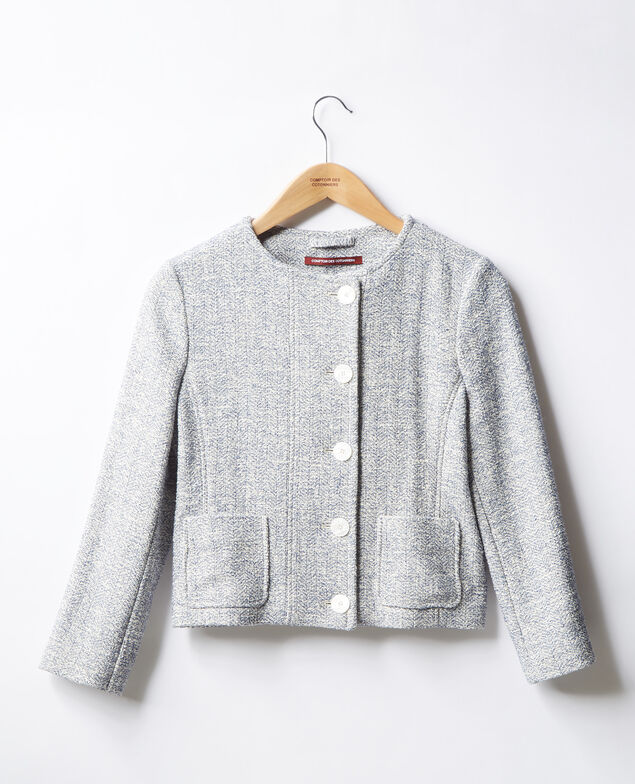 Short tweed jacket Indigo/off white