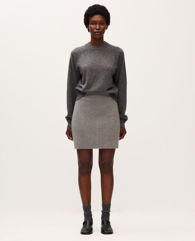 Merino wool mini skirt K030 mel light gray