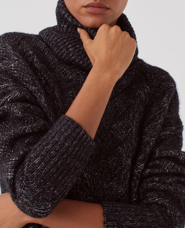 Cable knit jumper H099 black lurex