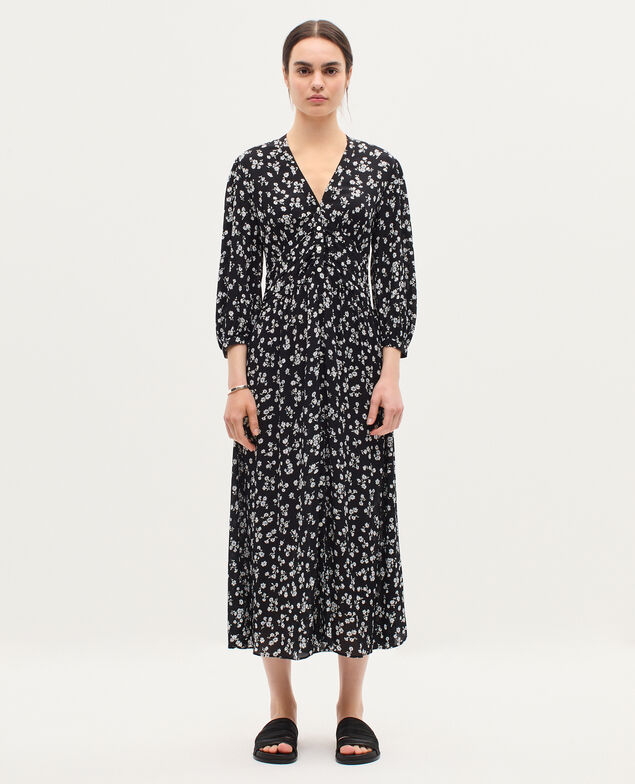 Silky maxi dress K094 daisy black