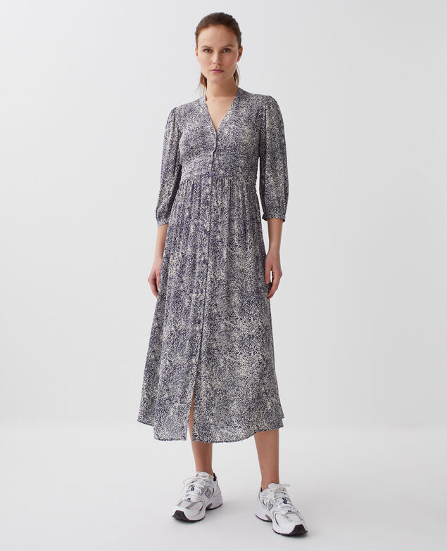 Fluid maxi dress H690 micro fl navy