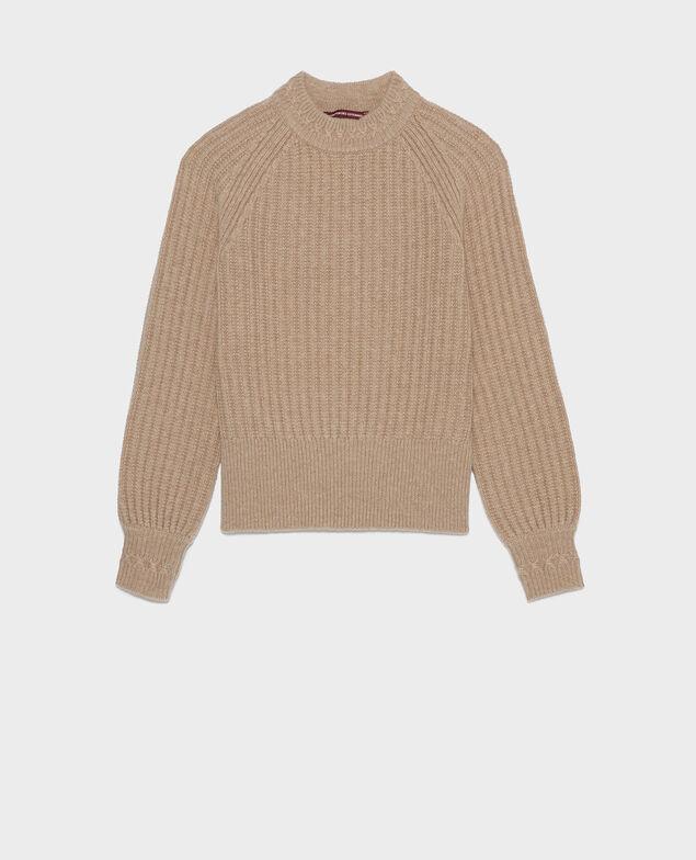 Rib knit new wool jumper Latte