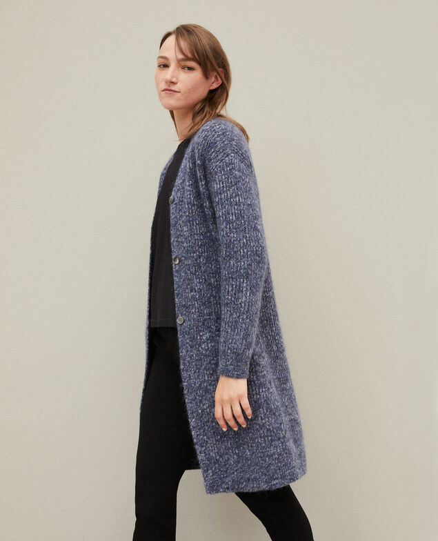 Mohair blend long cardigan Blue