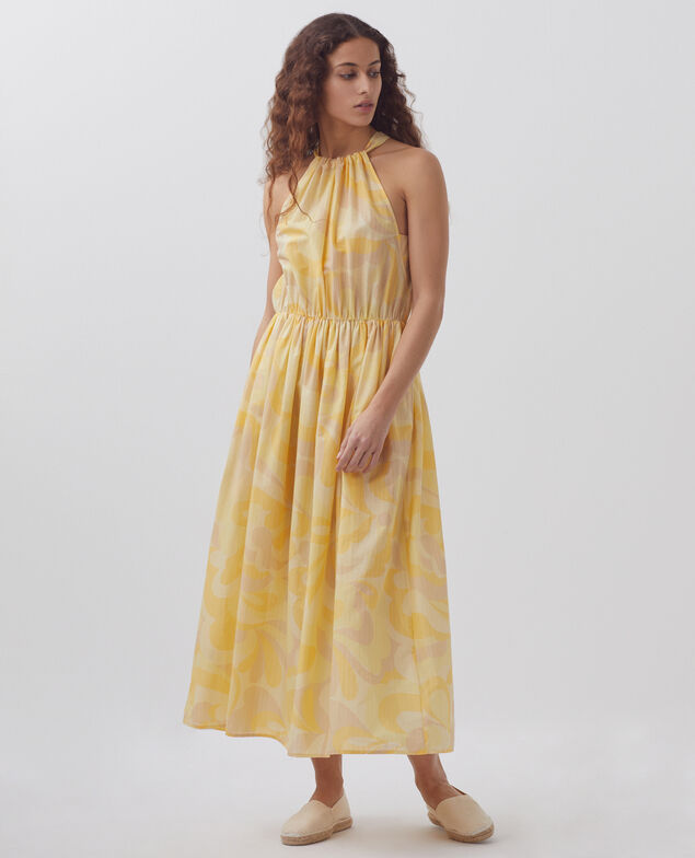 Halter neck maxi dress H413 anemone yellow