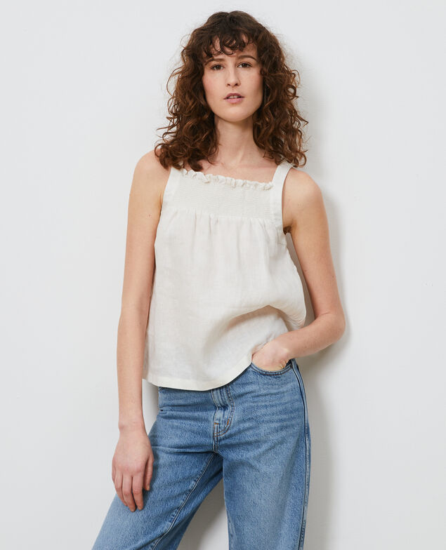 Strappy linen top Gardenia