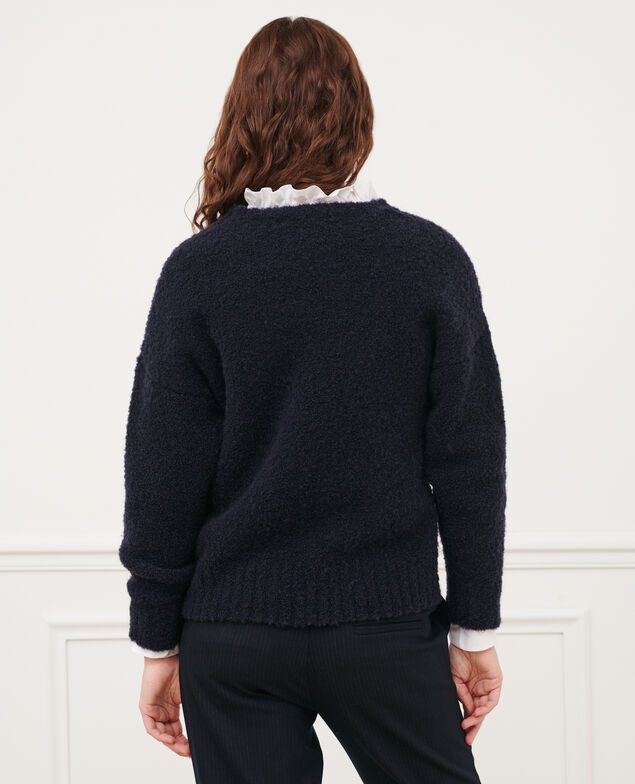 Round neck wool blend jumper 8841 69 navy