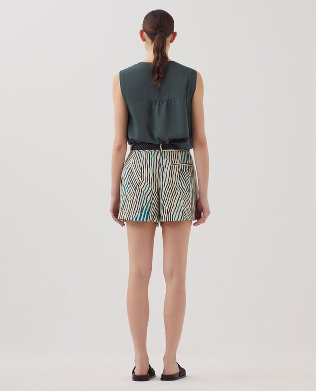 Flowing zebra printed shorts J014 big zebra ecru