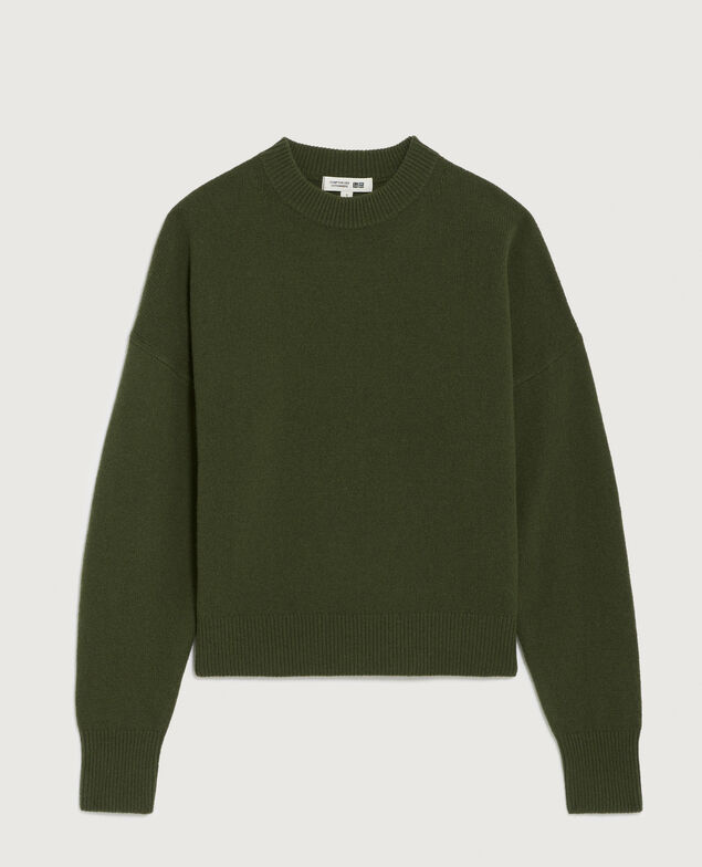 Round neck wool jumper U570 olive