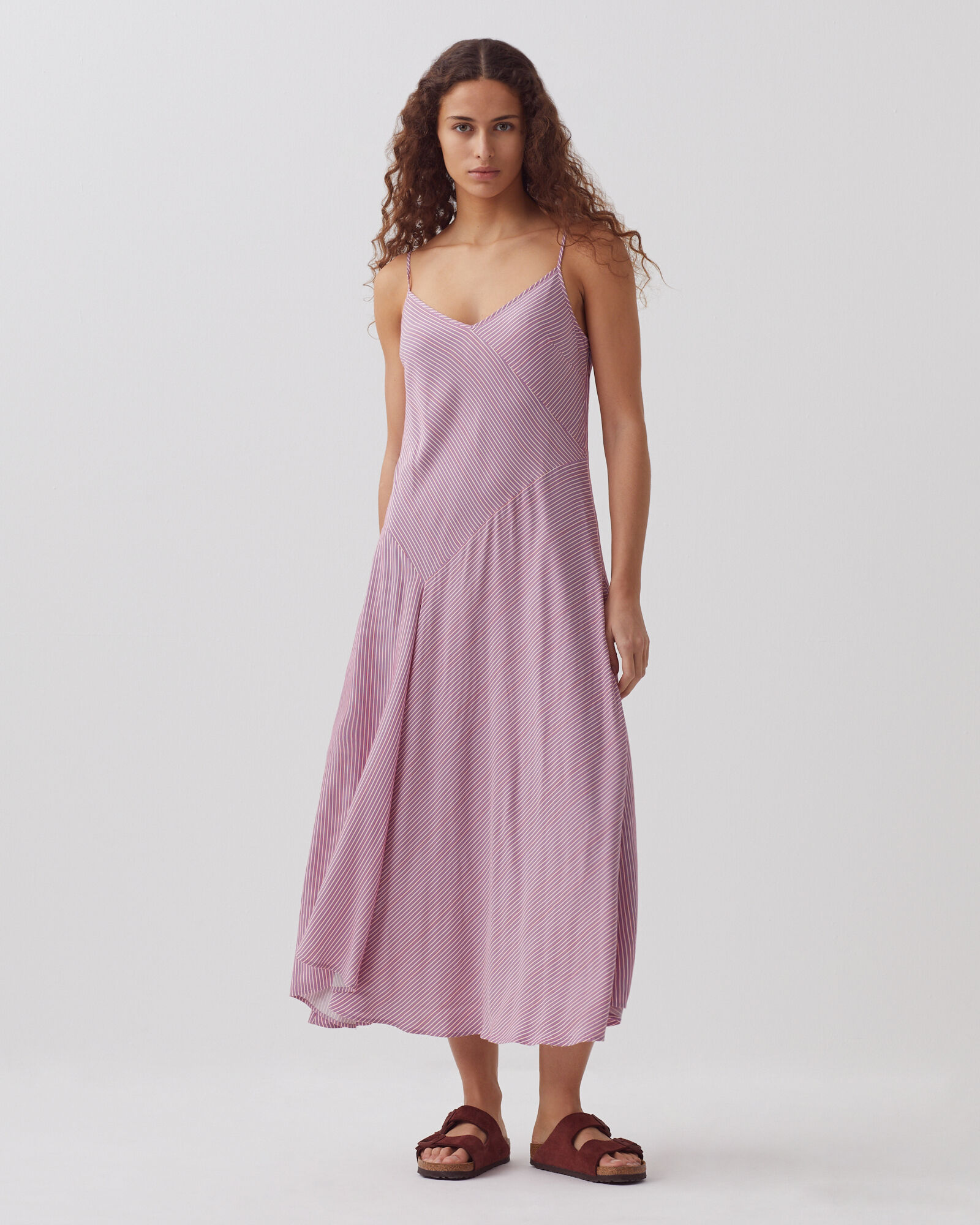 Spaghetti strapped dress lilac stripe - Comptoir des Cotonniers