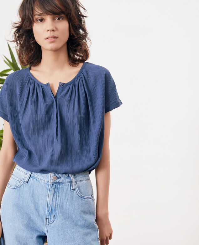 Bimaterial T-shirt Indigo