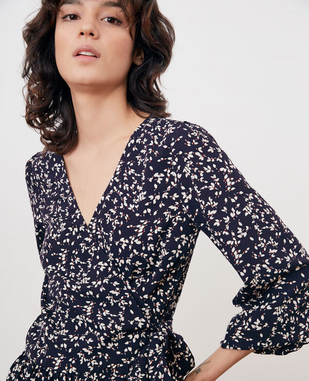 Printed wrap blouse Canopee marine