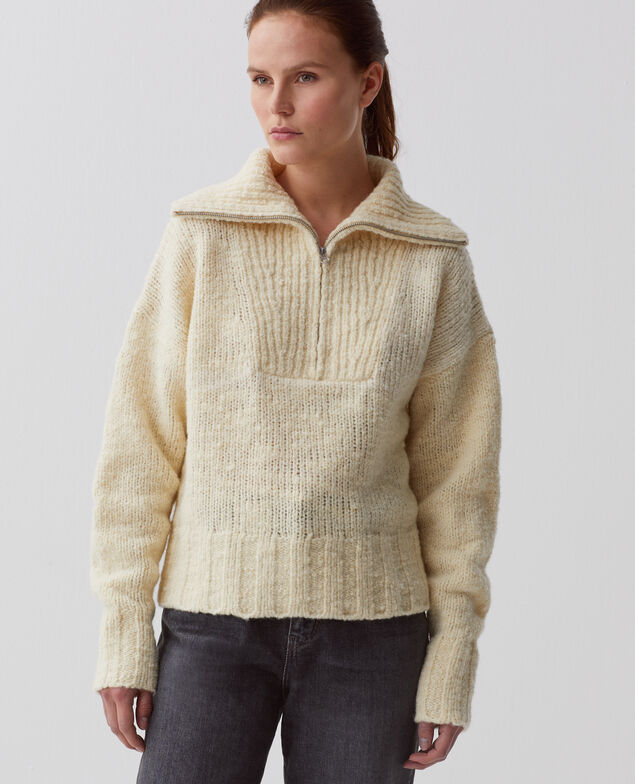 Half-zip jumper I010 glass green beige
