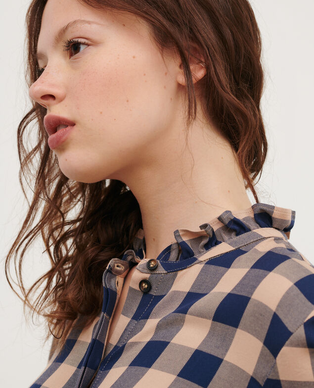 Silky checked shirt 8867 32 beige check