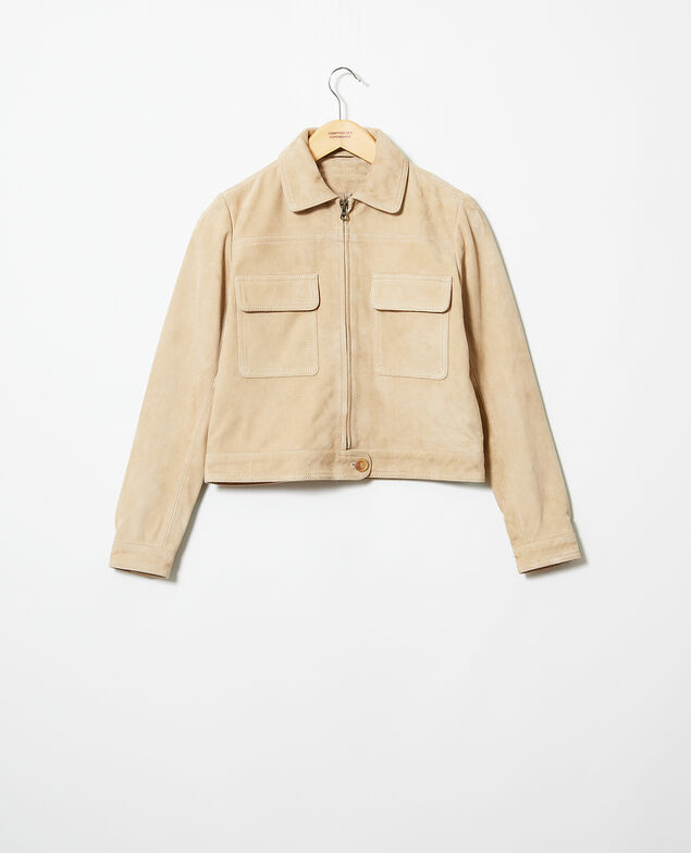 Short suede jacket Camel beige