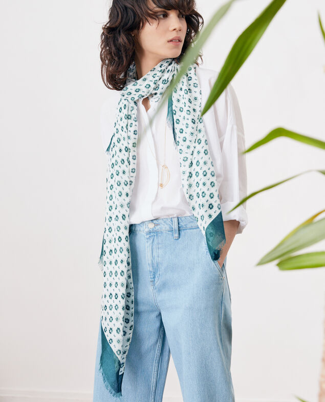 Printed scarf in modal and linen Dandelion kaolin
