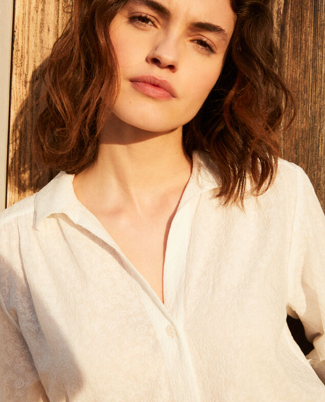 Embroidered cotton shirt Off white