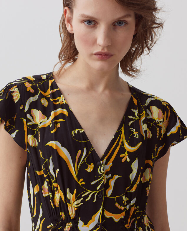 LUDIVINE - Fluid printed dress H094 delicate fl black2