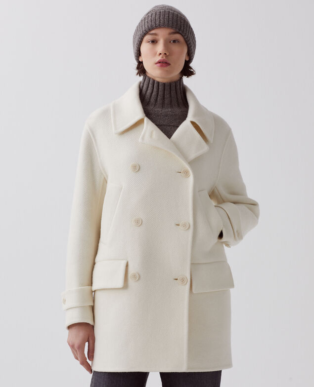 Mid-length coat I010 glass green beige