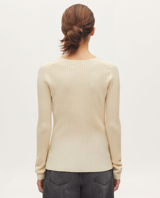 V-neck merino wool jumper K300 ecru beige