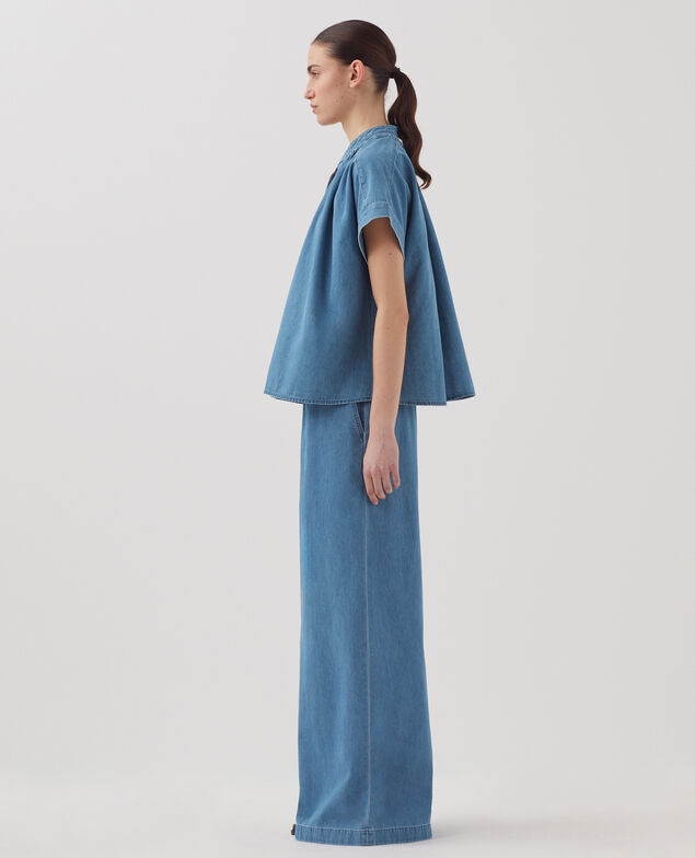 Oversize cotton shirt J630 blue wash