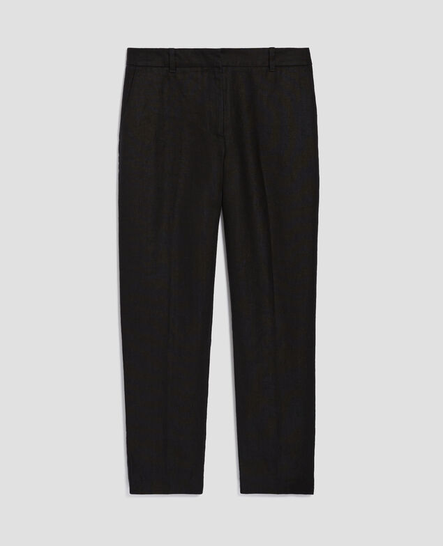 MARGUERITE - Linen cigarette trousers H091 black beauty