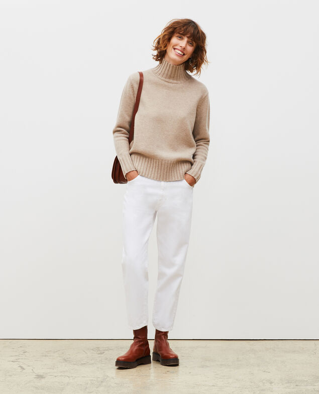Chunky ribbed turtleneck jumper Latte