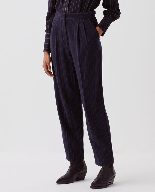 CAMILLE - Pleated trousers I695 st navy