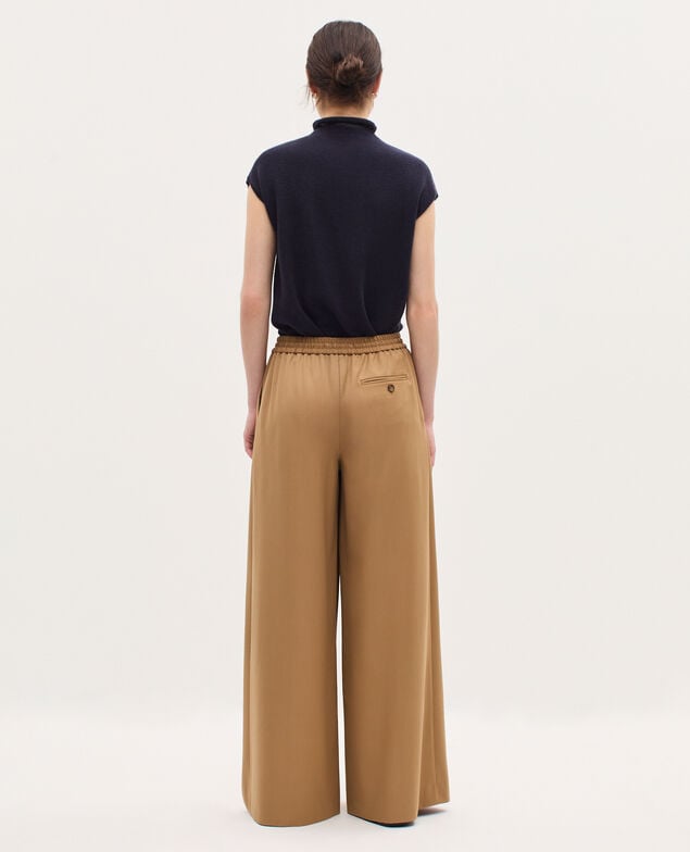 YVONNE - Pleated wide leg trousers K341 oak brown