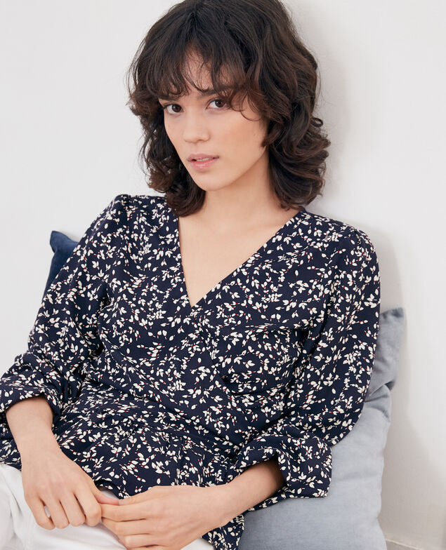Printed wrap blouse Canopee marine