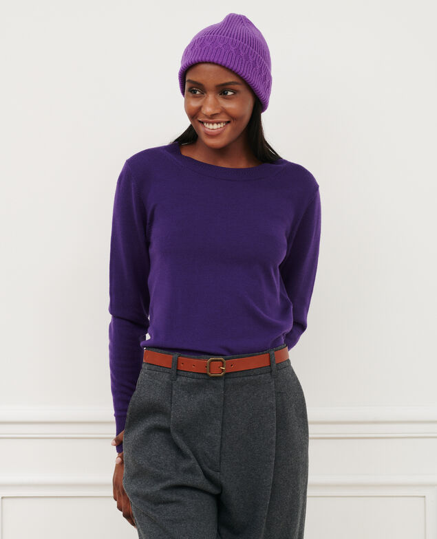 Round neck merino wool jumper 6021c acai