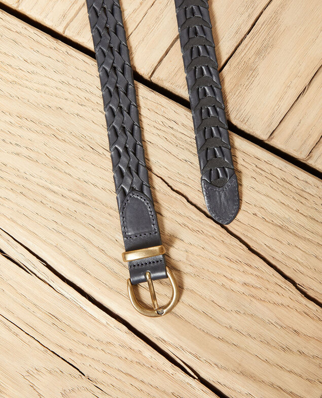 Braided leather belt Dark navy