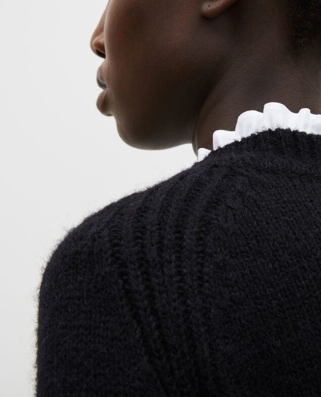 Loose boatneck wool jumper Black beauty
