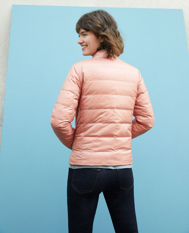 Reversible padded jacket with packable hood Navy/rose clay