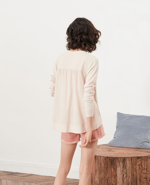 Bimaterial cardigan Biscuit