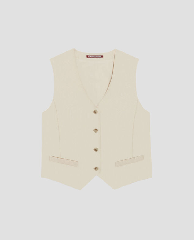 Sleeveless linen top H303 white swan